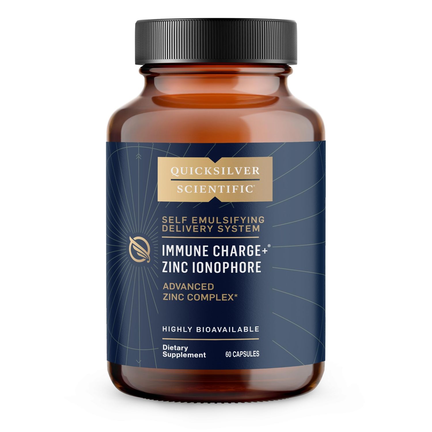 Quicksilver Scientific Immune Charge Zinc Ionophore - Zinc Supplement Complexed with Quercetin, Luteolin, Hesperetin Immune GI Support (60 Capsules)