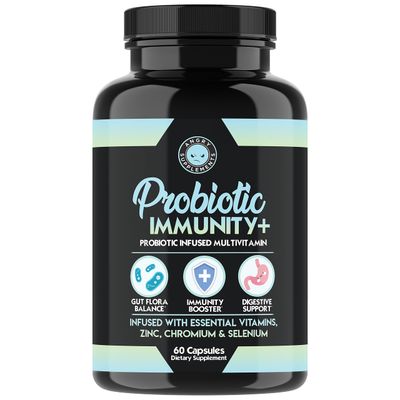 Probiotic Immunity Supplement - Probiotic Infused Multi-Vitamin with Zinc, Chromium, Selenium Essential Vitamins - Supports Healthy Gut Flora, Digestive Health, and Immune System (1-Bottle)