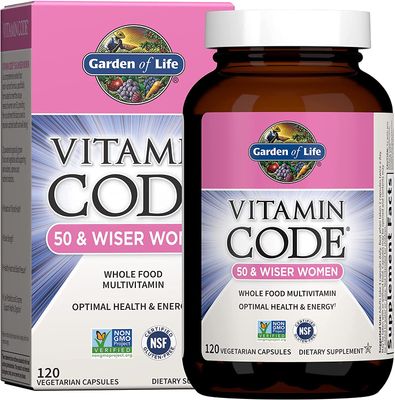 Garden of Life Multivitamin for Women - Vitamin Code 50 Wiser Women&#39;s Raw Whole Food Vitamin Supplement with Probiotics, Vegetarian, 120 Count