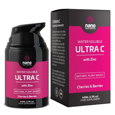 NANO NUTRIENTS Ultra C with Zinc - Water Soluble Vitamin C Supplement - Liquid Vitamin C and Zinc - for Energized Immunity, Youthful Skin and Supple Joints