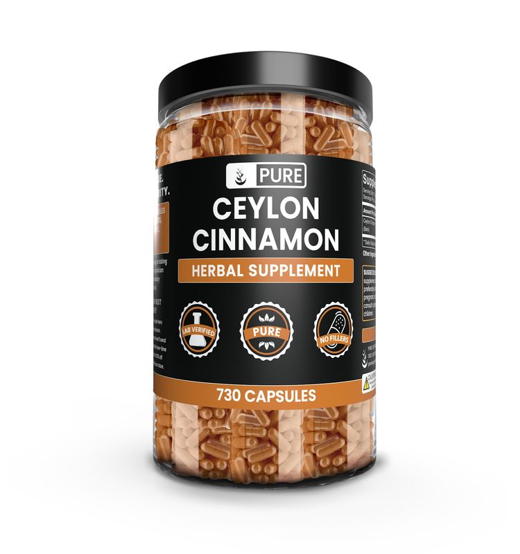PURE ORIGINAL INGREDIENTS Ceylon Cinnamon (730 Capsules) No Magnesium or Rice Fillers, Always Pure, Lab Verified