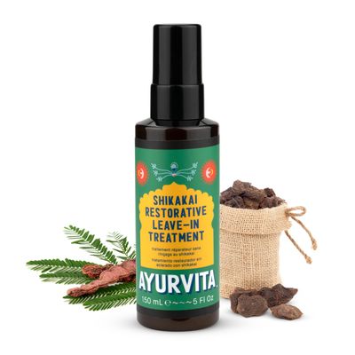 AyurVita Shikakai Restorative Leave-In Conditioner - Herbal Remedy For Dry Scalp and Strands - Moisturizing, Scalp-Cooling Spray - Planet-Friendly, Bio-Sourced Formula and Packaging - 5 Oz