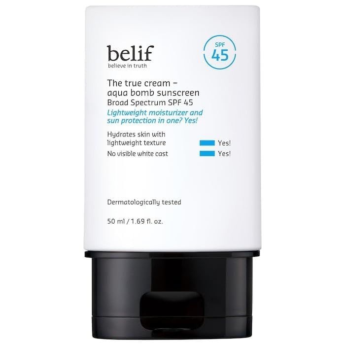 belif Aqua Bomb SPF 45 Hydrating Niacinamide Sunscreen (1.69 fl. oz) - The True Cream PA, Daily Broad Spectrum, No White Cast, Weightless Invisible, Non-Greasy, Korean Skincare