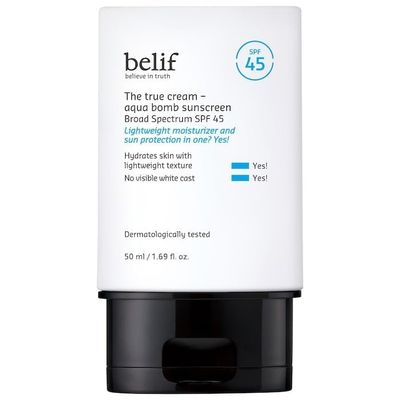 belif Aqua Bomb SPF 45 Hydrating Niacinamide Sunscreen (1.69 fl. oz) - The True Cream PA, Daily Broad Spectrum, No White Cast, Weightless Invisible, Non-Greasy, Korean Skincare
