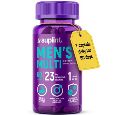 Multivitamin Supplement for Men Complete Men s Complex with Vitamin A, C, D, E, B12, Zinc More Bone Muscle Strength Vitamins Reproductive, Activity Immune Support Supplements 60 Capsules