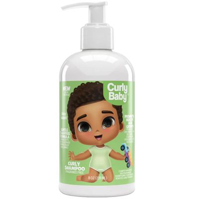 Curlybaby Curly Shampoo - Tear-Free, Fragrance-Free, Dermatologist-Tested, Hypoallergenic Kids Shampoo for Curly, Kinky, Coily Hair - Gentle Cleanse, Moisturizing, Promotes Healthy Hair Growth - 8oz