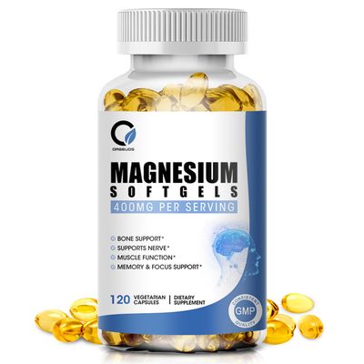 ORGEUOS Magnesium Glycinate Capsules, High Absorption Magnesium Glycinate 400mg with Vitamin B6 D3 Magnesium Complex Supplements Softgels for Muscle, Bone Energy Support Non-GMO 120 Vegan Count
