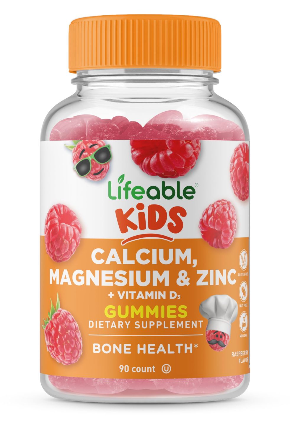 Lifeable Kids Calcium Magnesium Zinc Gummies Calcium with Vitamin D3 Great Tasting Calcium Supplements for Kids Calcium Gummies for Bone Health 90 Gummies