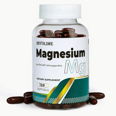 MIYOLIME Magnesium Glycinate 200mg Softgels Supplement, KSM-66 Ashwagandha 100mg 120 Vegan Capsules Magnesium Complex Supplement with Vitamin B6 D3 Superior Absorption Magnesium
