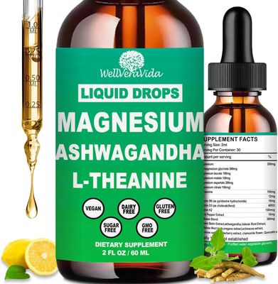 Cortisol Supplements for Women Men, Cortisol Calm Detox Manager Reducer w. Magnesium Ksm-66 Ashwagandha L-Theanine Vitmain D3 K2 B6, Cortisol Liquid Drop for Recess Mood Hormone Balance, Lemonade