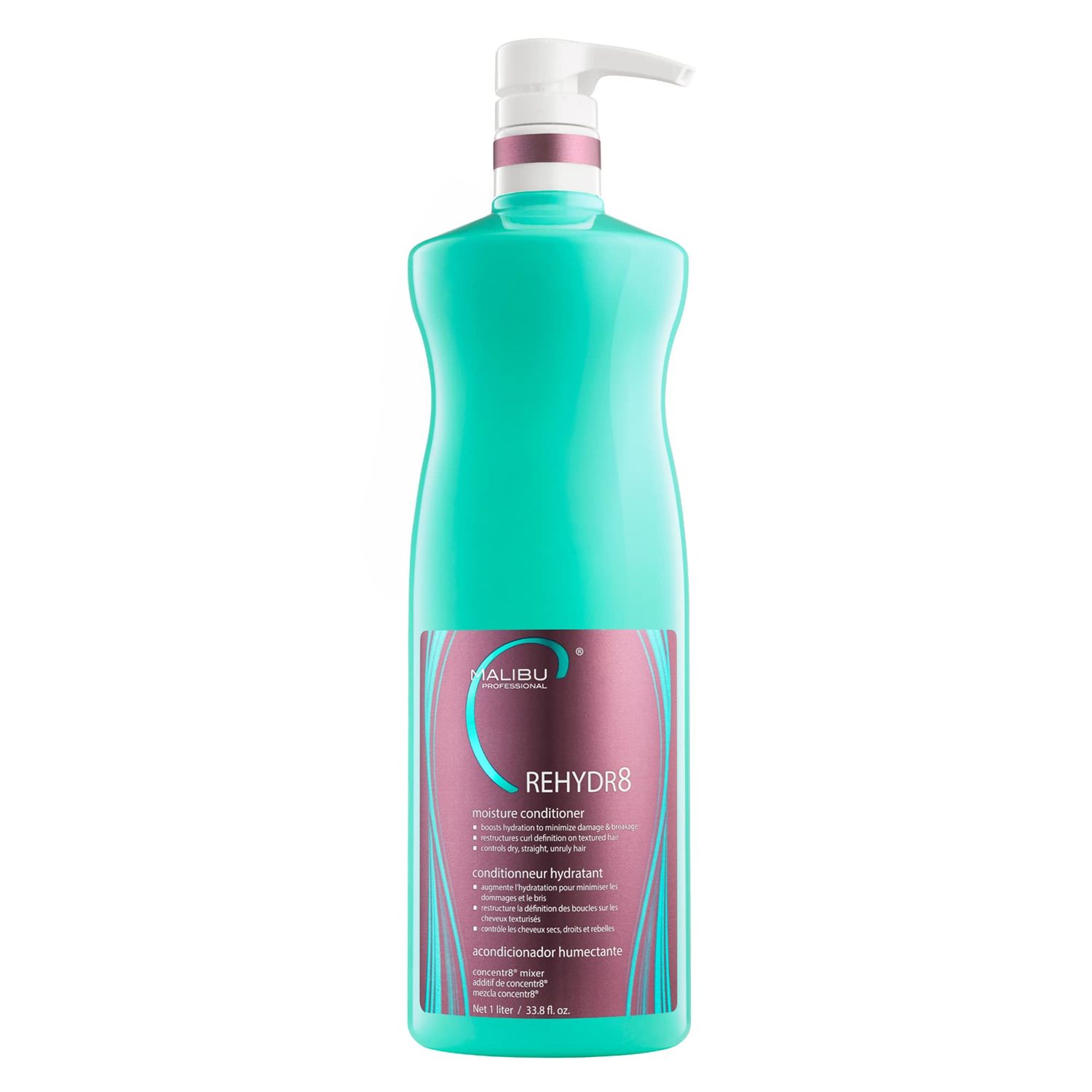 Malibu C REHYDR8 Moisture Conditioner (33.8 oz) - Hydration Boosting Concentrate for Dry, Brittle Hair - Strand Reviving, Hydrating Conditioner for All Hair Types