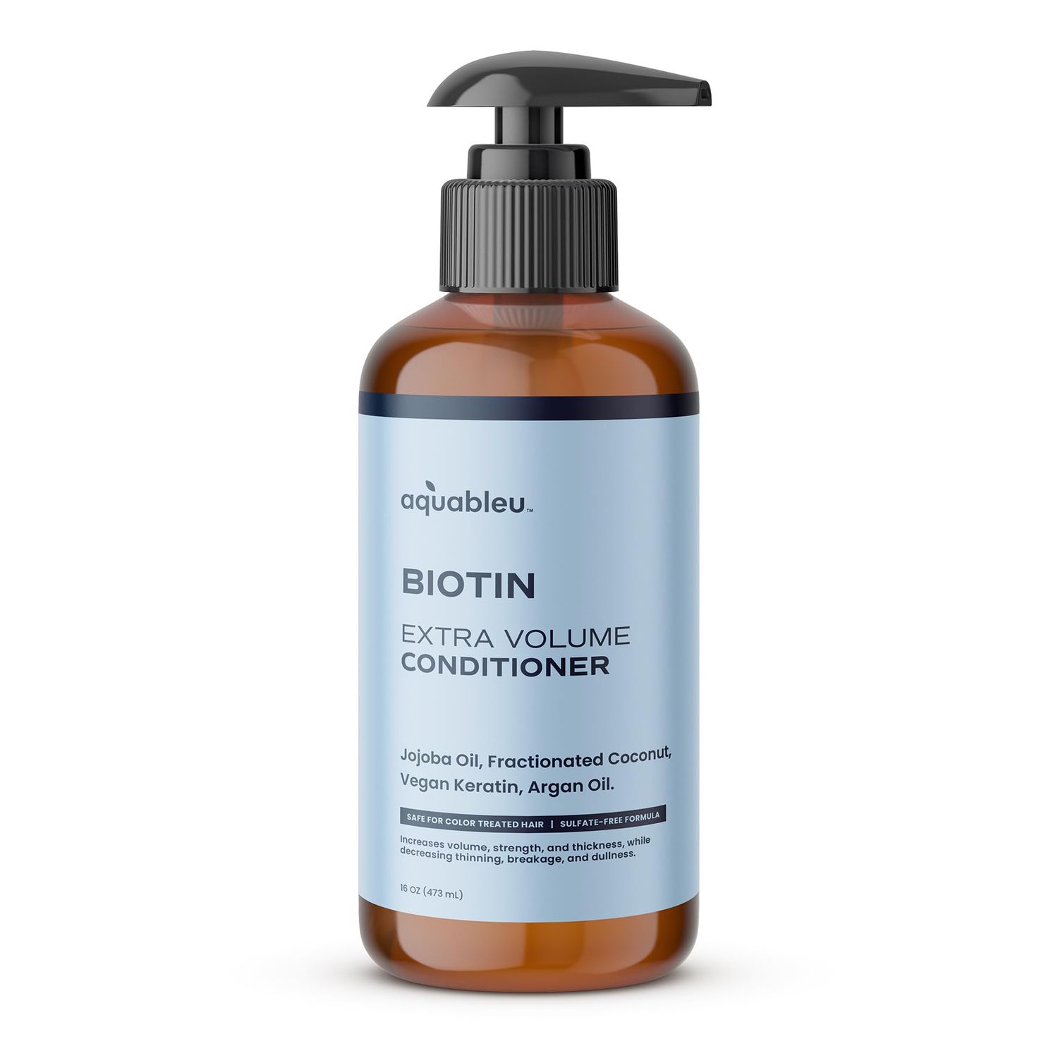 Aquableu Biotin Conditioner - Natural Thickening Volumizing For Thicker Fuller Hair - Infused with Coconut, Keratin, Argan Jojoba Oil - Awapuhi Fragrance - No Sulfates or Parabens - 16oz