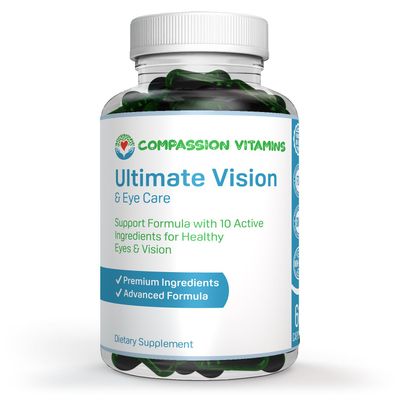Ultimate Vision Eye Care Eye Vision Clarity Ultra Eye Support Supplement Areds 2 Formula with Vitamins Lutein, Zinc, Vitamin A, Taurine, Bilberry, Glutathione, Quercetin, Grape Seed, Turmeric, 60ct