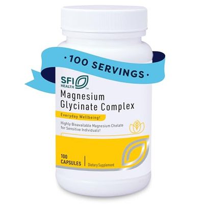 Klaire Labs Magnesium Glycinate Complex - Chelated Magnesium Blend for Optimal Absorption - Supports Healthy Bones, Muscles Energy Levels - Gentle on Digestion (100 Capsules)