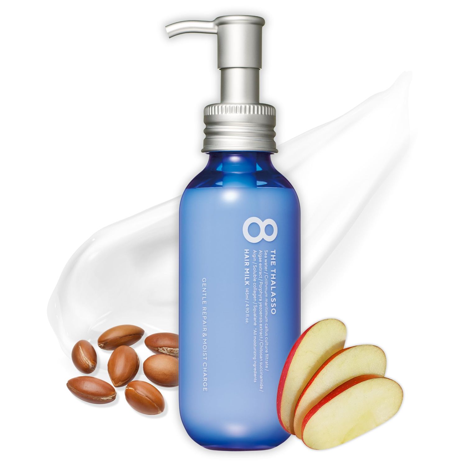 8 THE THALASSO Hair Milk for Dry Frizzy Hair Women Men, Natural Leave in Conditioner wDeep Ocean Water from Japan, Moisturizing Serum for Use Before Drying, Sleeping, or Styling, 4.9 Fl Oz