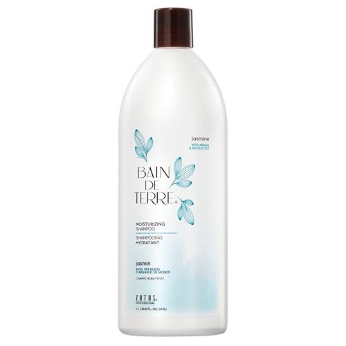 Bain de Terre Jasmine Moisturizing Shampoo, Luxurious Hydration for Dry Hair with Argan Monoi Oils, Paraben-Free, Color-Safe, Vegan, 33.8 Fl Oz