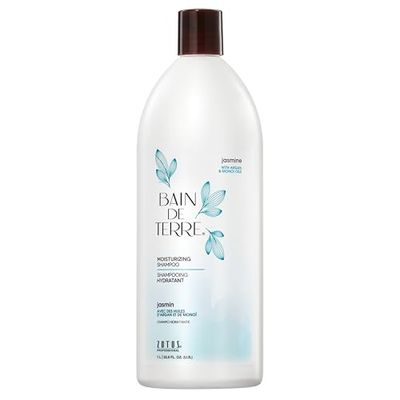 Bain de Terre Jasmine Moisturizing Shampoo, Luxurious Hydration for Dry Hair with Argan Monoi Oils, Paraben-Free, Color-Safe, Vegan, 33.8 Fl Oz