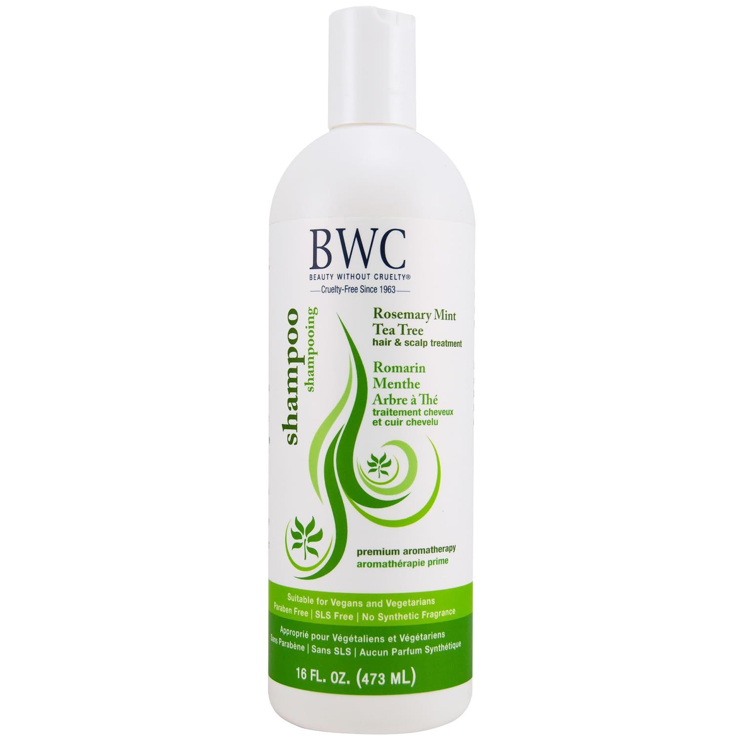 Beauty Without Cruelty Shampoo, Clarifying Rosemary Mint Tea Tree - Aromatherapy Hair Scalp Treatment, SLS-Free, Vegan-Friendly Cruelty-Free, 16 Oz