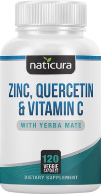 Naticura Zinc Quercetin with Vitamin C and Yerba Mate - 4-in-1 Nutritional Immune Support Supplement - 120 Veggie Capsules - Made in the USA