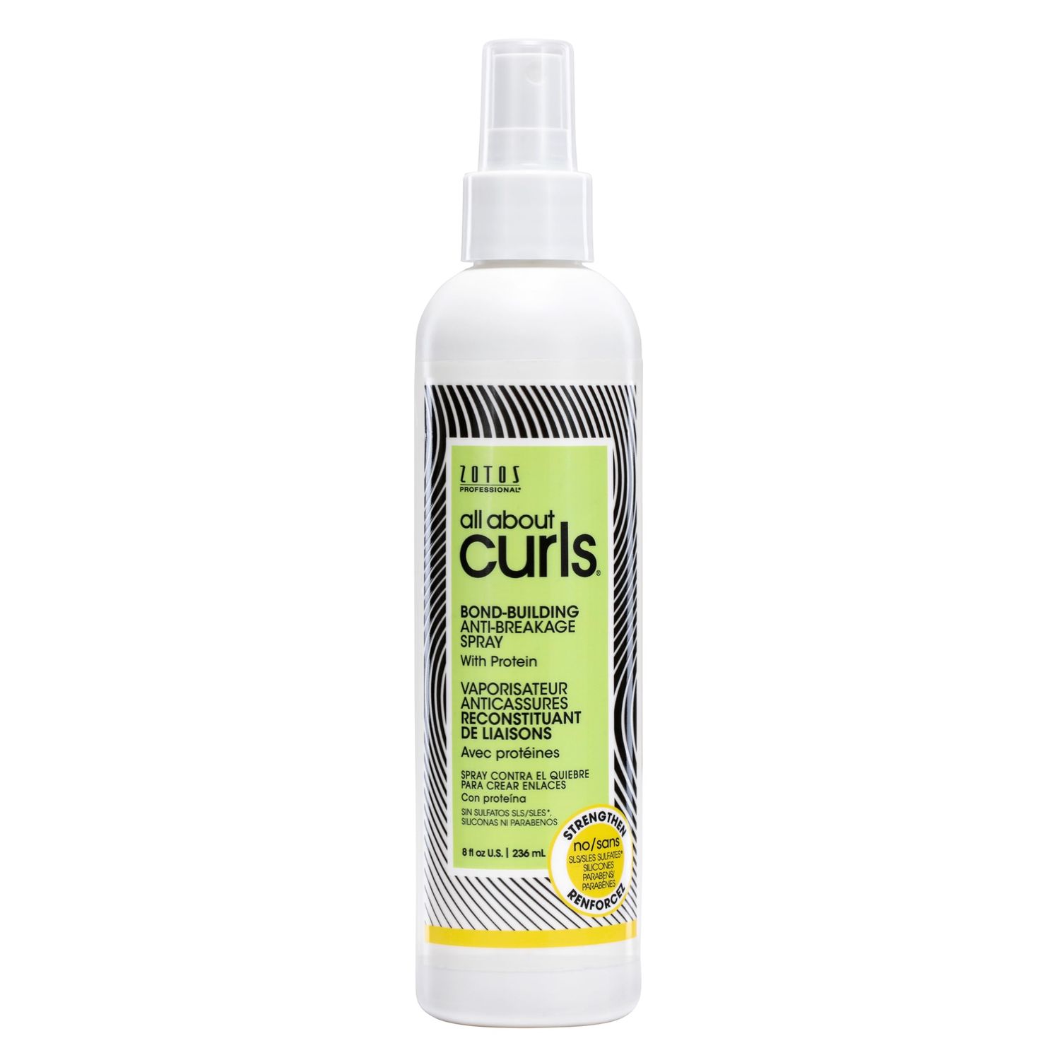 ALL ABOUT CURLS Bond Building Anti-Breakage Spray, Strengthens Protects, Vegan Cruelty Free, Sulfate Free, 8 Fl Oz