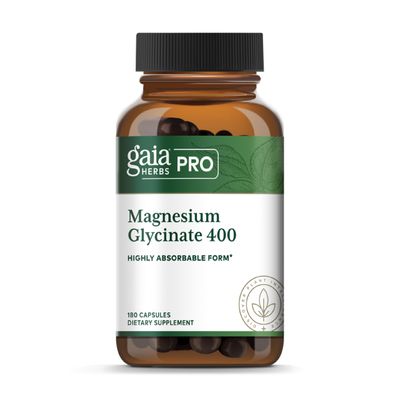 Gaia Herbs PRO Magnesium Glycinate 400mg - Highly Absorbable Supplement Supports Relaxation - Energy Support Supplement with Magnesium Glycinate - Vegan, Gluten-Free - 180 Capsules (60 Servings)