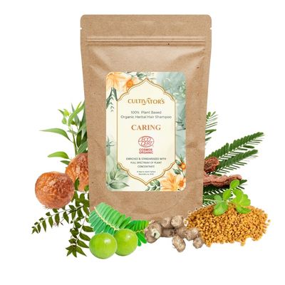 Cultivator&#39;s Certified Organic Shampoo for Frizz-Free Hair - Amla, Reetha, Shikakai Methi Dana Powder with 100 Natural Indian Herbs for Hair Care - 8.81Oz