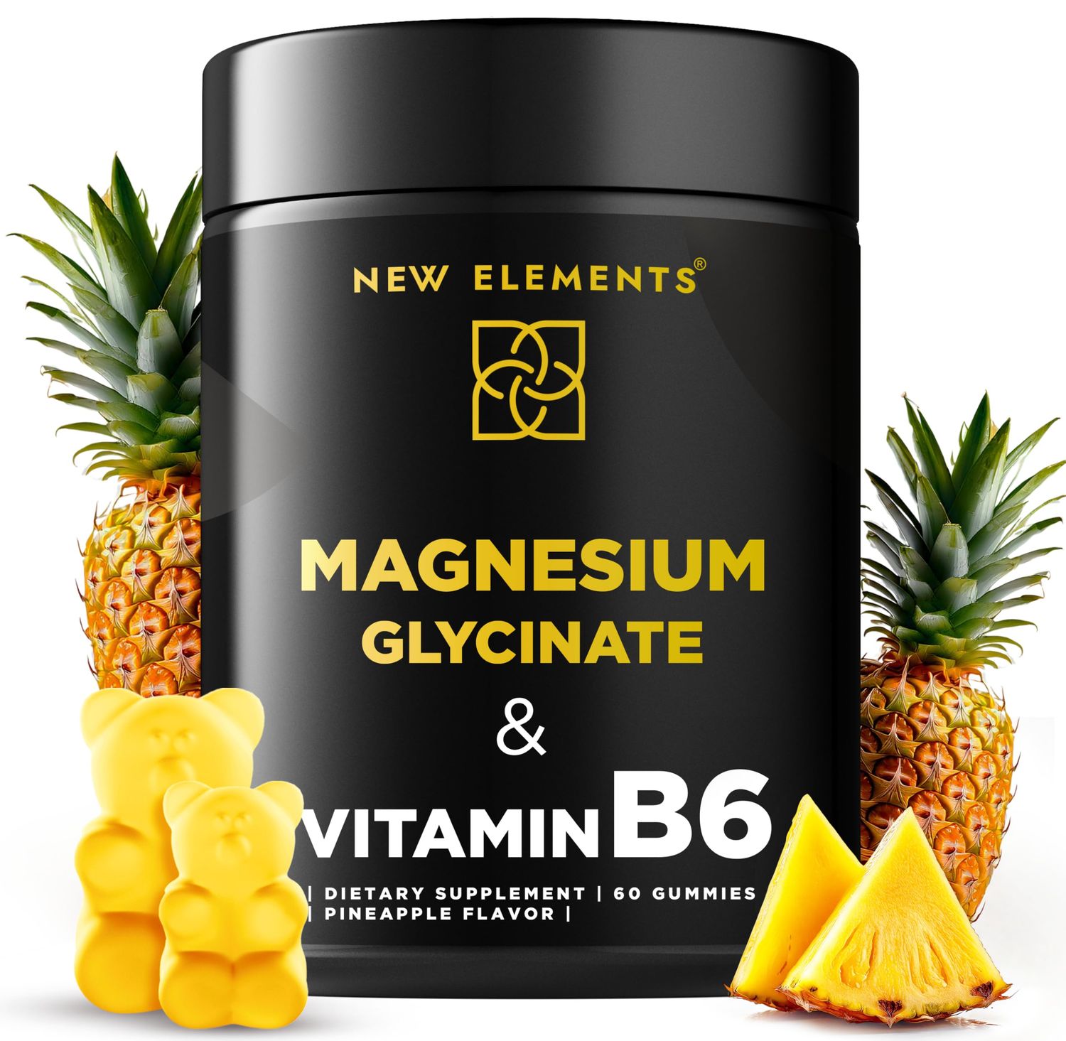 Magnesium Glycinate Gummies 500mg with Vitamin B6 100mg for Adults and Kids - High Absorption Non-GMO No Gluten Stress Relief Sleep Relaxation Muscle Heart Support Natural Vegan