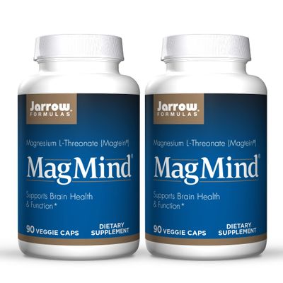 Jarrow Formulas MagMind - 90 Capsules, Pack of 2 - Includes Magnesium L-Threonate (Magtein) - Supports Brain Health Function - 60 Total Servings