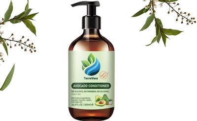 TerreVera Avocado Hair Conditioner, Sulfate Paraben Free, With Avacado, Coconut Jojoba, Argan Oils, For Curls Color Treated Hair,16.9 FL OZ,