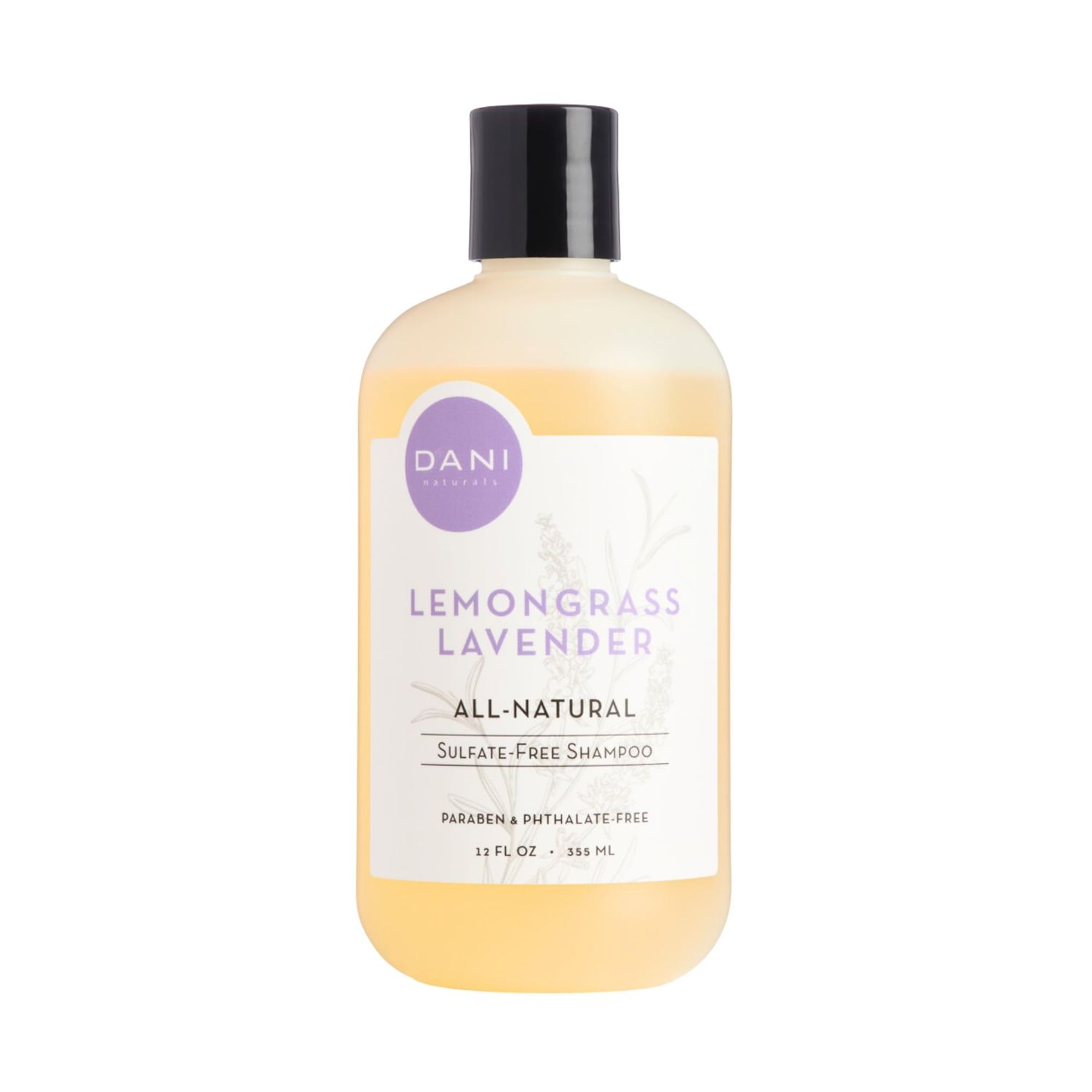 DANI Naturals Shampoo - Lemongrass Lavender - Calming for the scalp Scalp redness reduction Reduces dandruff dryness, 12 oz