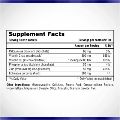Zinc Vitamin D Vitamin C Immune Booster 60 Capsules by Natural Systems - Zinc plus Vit D3 and Vit C for Skin and Bones - Zinc plus Vitamin D Supplements for Skin Care - Great for Bones and Muscles