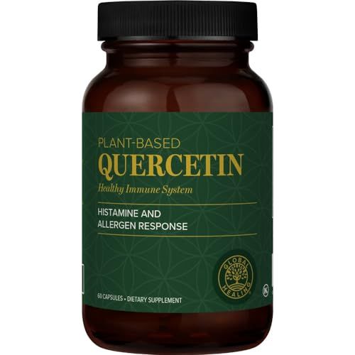 Global Healing Center Quercetin 250 mg Supplement to Support Immune System, Includes QuerceFIT Without Bromelain Zinc (60 Capsules)