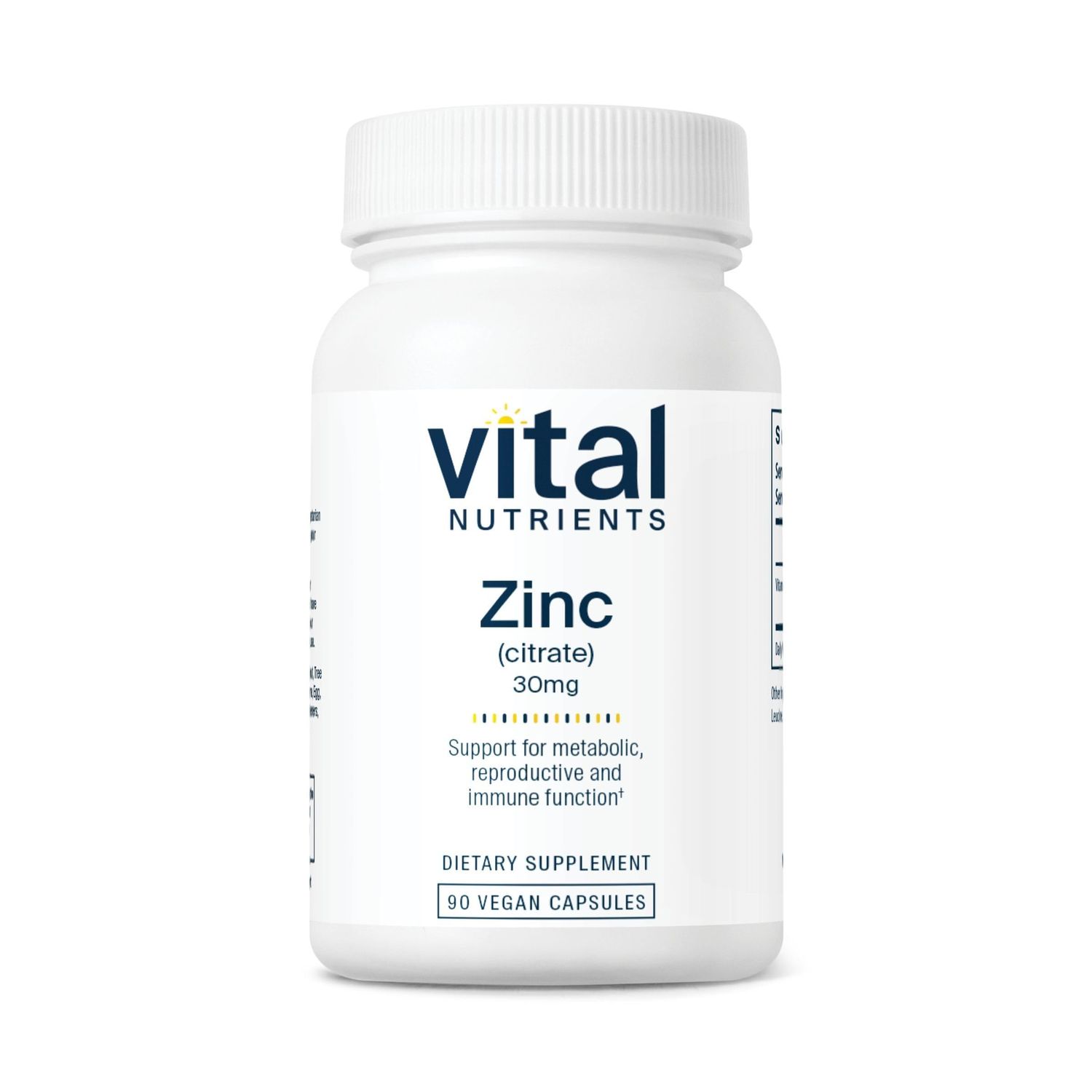 Vital Nutrients Zinc Citrate 30mg Easily Absorbed Immune Support Supplement Vegan Zinc Supplement Gluten, Dairy, Soy Free Non-GMO 30mg 90 Capsules