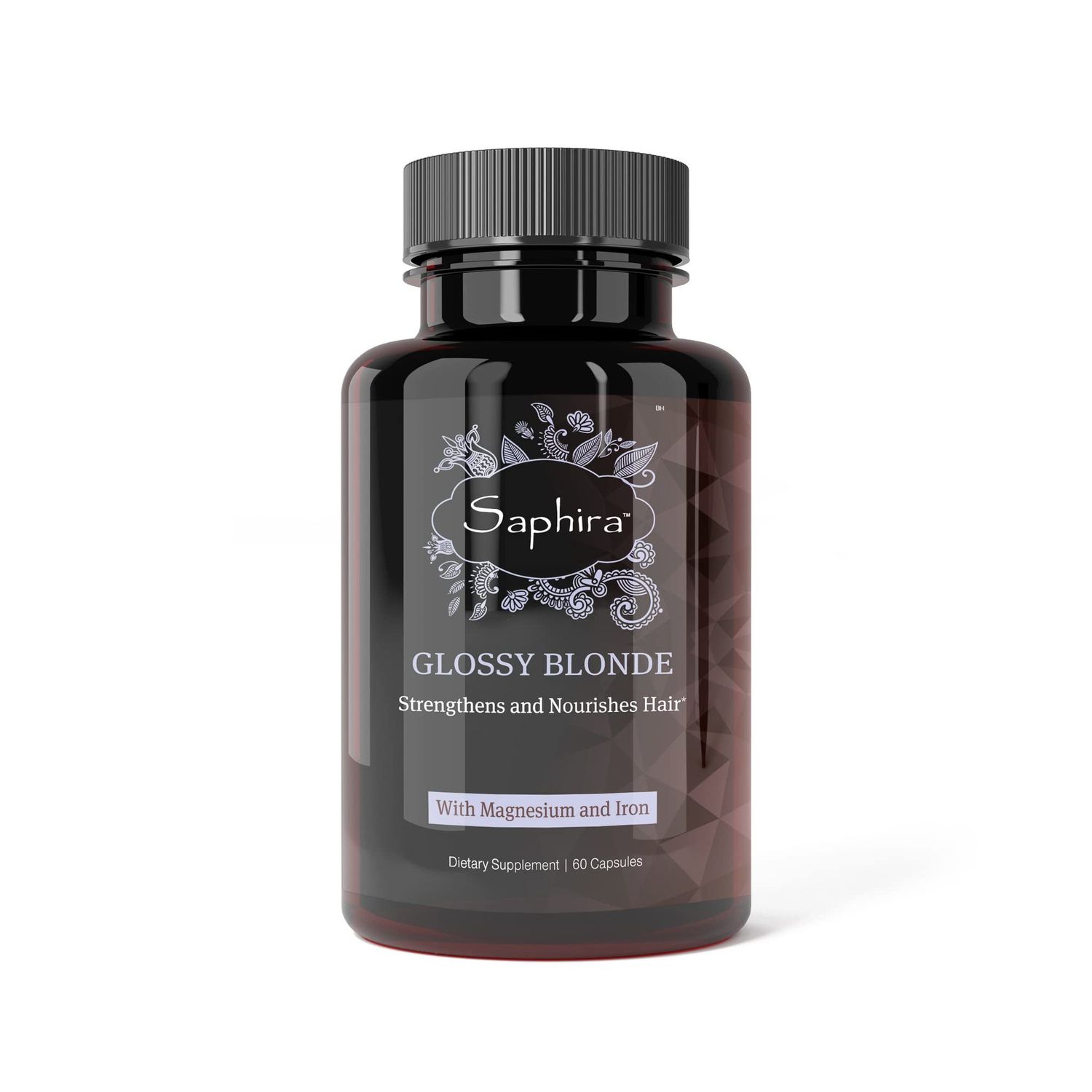 Saphira Glossy Blonde Hair Supplement and Vitamins for Blonde, Bleached and Highlighted Hair with Magnesium and Iron, 60 Capsules, 1 Month Supply