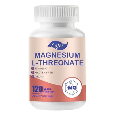 Magnesium L-Threonate 120 Capsules,Magnesium Threonate with Vitamin C,Vitamin D3,High Absorption,Non-GMO,60 Days Supply