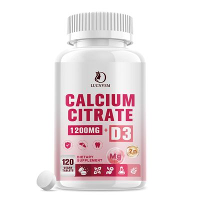 Calcium Citrate 1200 mg with Vitamin D3 Supplement for Women Men, Calcium Magnesium Zinc D3 for Bone Muscle Teeth Health - 120 Count - 60 Day Vegan Supply