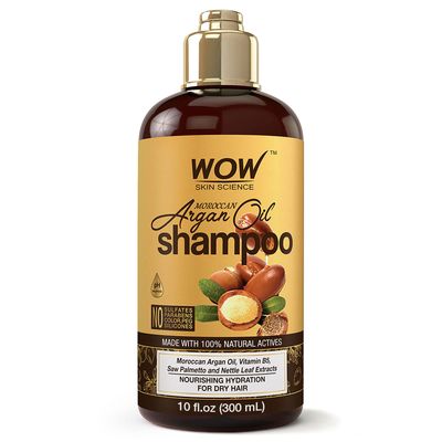 WOW Skin Science Moroccan Argan Oil Shampoo, Sulfate Free and Moisturizing Shampoo for Dry Damaged Hair for Women Men, 10.1 Fl Oz