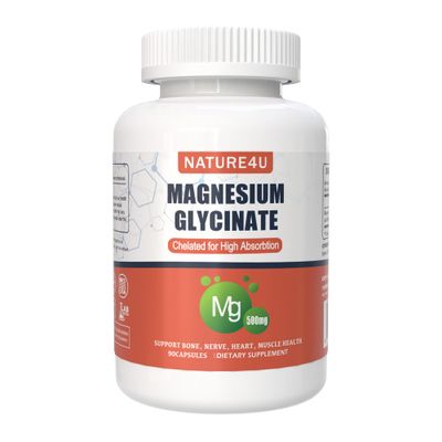 Nature4U Magnesium Glycinate 500mg, 100 Chelate for High Absorption Magnesium Supplement for Sleep, Muscle, Heart, Never and Bone Support, 90 Capsules