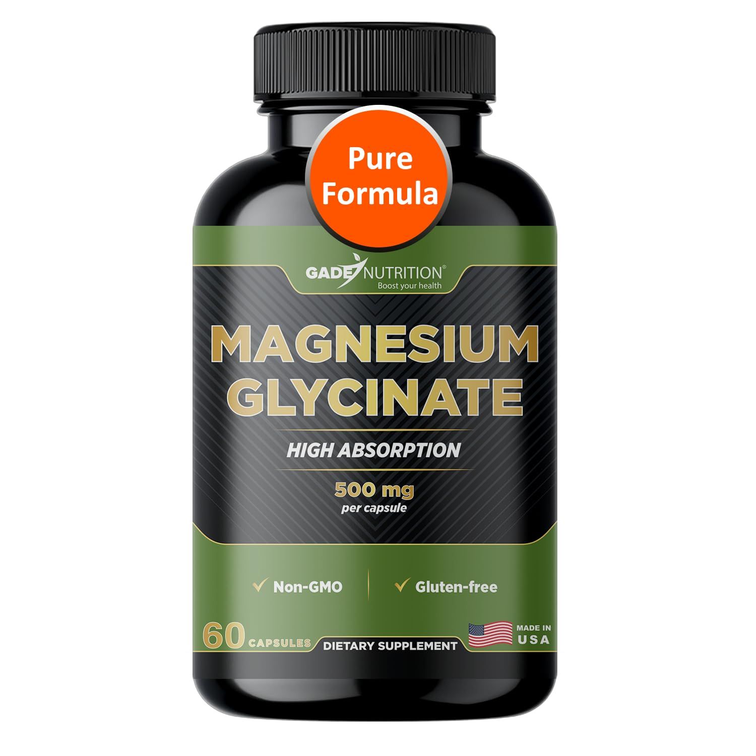 Gade Nutrition Pure Magnesium Glycinate Magnesium Supplement as Calm Magnesium for Sleep Magnesium Complex Supplement in Capsules Made wih Magnesium Glycinate Powder - or Calm Magnesium Powder