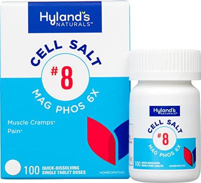Hyland&#39;s No. 8 Cell Salt Mag Phos 6X, PMS Relief, Natural Homeopathic Relief of Menstrual Pain and Muscle Cramp Symptoms, Muscle Relaxer, Quick Dissolving Tablets, 100 Count