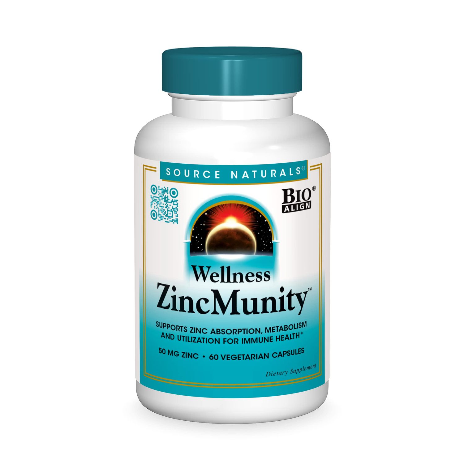 Source Naturals Wellness ZincMunity, Supports Zinc Absorption, Metabolism and Utilization for Immune Heath, 50 mg Zinc - 60 Vegetarian Capsules