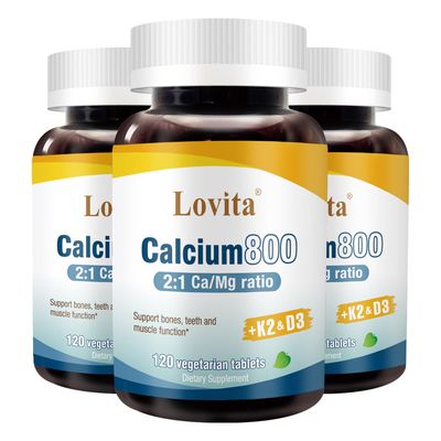 Calcium 800 mg Highly Absorbable Calcium Citrate with Vitamin D3 K2 Premium 2:1 Ratio with Magnesium Plus Zinc, Copper, Manganese Vegan Supplement for Bone Health, 120 Tablets (Pack of 3)