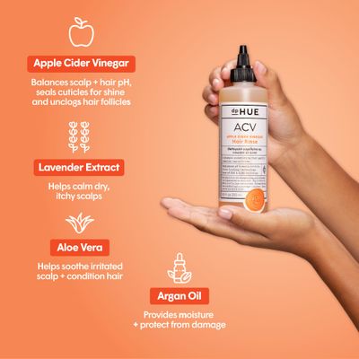 dpHUE Apple Cider Vinegar Hair Rinse, 8.5 oz - Shampoo Alternative, Scalp Cleanser Post Workout Rinse - Removes Buildup Sweat - Protects Natural Hair Oils