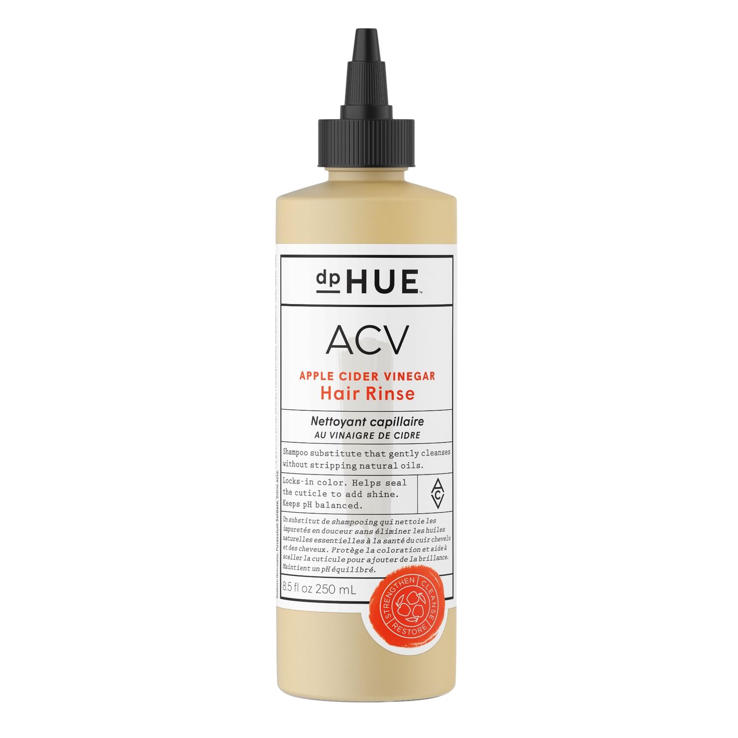 dpHUE Apple Cider Vinegar Hair Rinse, 8.5 oz - Shampoo Alternative, Scalp Cleanser Post Workout Rinse - Removes Buildup Sweat - Protects Natural Hair Oils