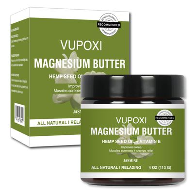 Magnesium Cream for Sleep, Muscle Soreness Cramps Relief with Jojoba Oil, Vitamin E, Shea Butter - Topical Magnesium Lotion for Calm Relaxation - (4 fl, Jasmine)