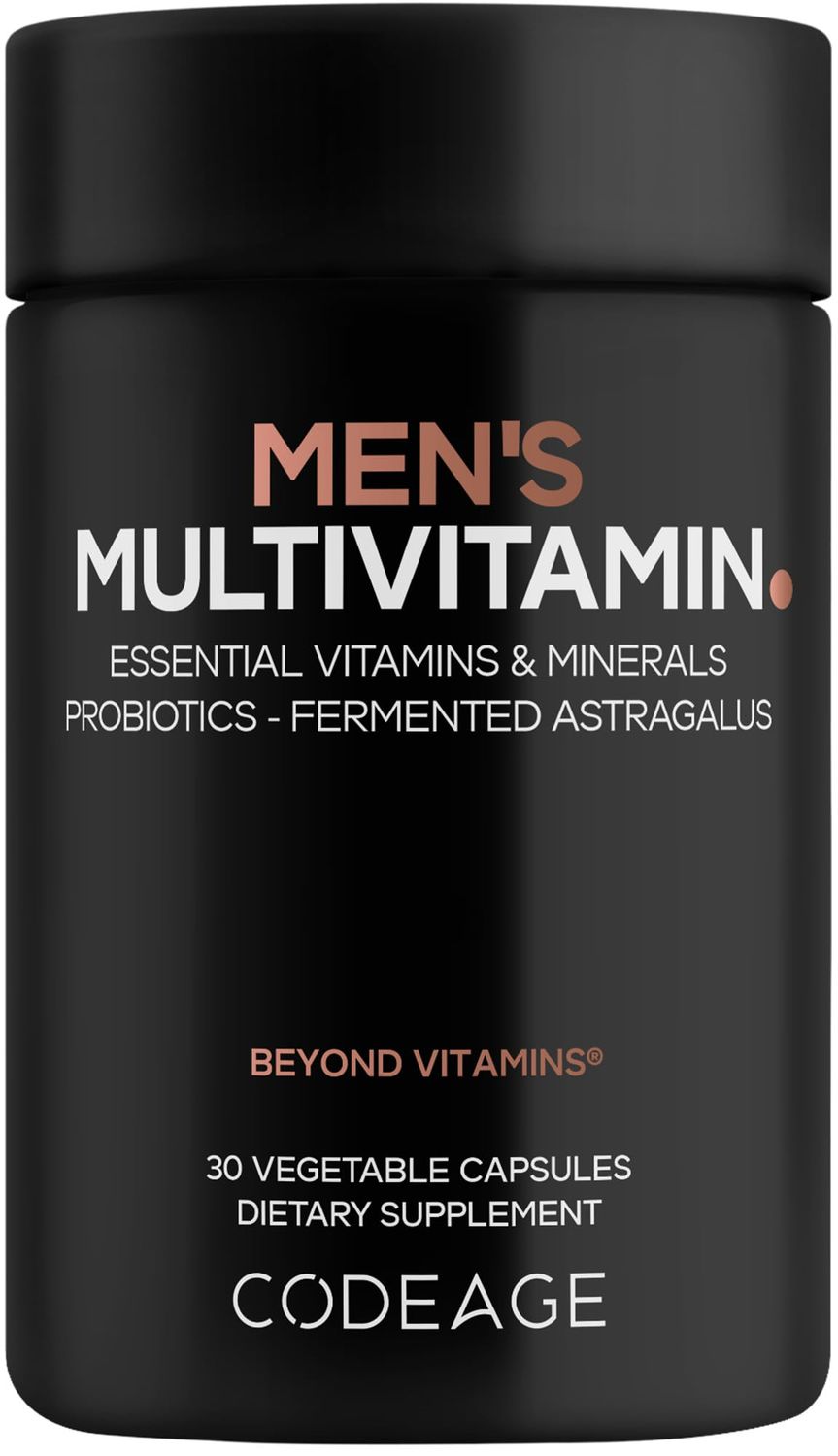 Codeage Men&#39;s Multivitamin - Daily Vitamins for Men with Vitamin A, C, D3, E, B12, Magnesium, Zinc, Iron, Chromium, Probiotics, Astragalus More - 1 Capsule Per Serving - 30 Capsules