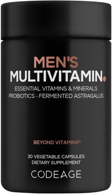 Codeage Men&#39;s Multivitamin - Daily Vitamins for Men with Vitamin A, C, D3, E, B12, Magnesium, Zinc, Iron, Chromium, Probiotics, Astragalus More - 1 Capsule Per Serving - 30 Capsules