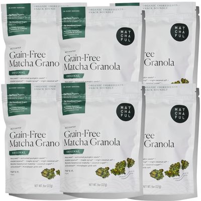 Matchaful - Original Matcha Granola - Activated, Grain Free, Organic Ingredients - Vegan, No Refined Sugar, No GMO - Gluten Free Granola Mixed with our Hikari Single Origin Matcha - 8oz Bag, 6pk
