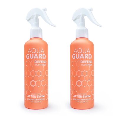 AQUA GUARD After-Swim UV Leave-In Detangler - Protects Hair From the Sun for Smooth, Silky Feel - Paraben Gluten Free, Vegan, Color Safe, Leaping Bunny Certified (2-Pack)