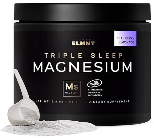 Triple Sleep Magnesium L-Threonate Powder w. Apigenin, L-Theanine Melatonin - Magtein Magnesium L Threonate Supplement - High Strength Magnesium for Deep Sleep Calm Natural Sleep Aid for Adults